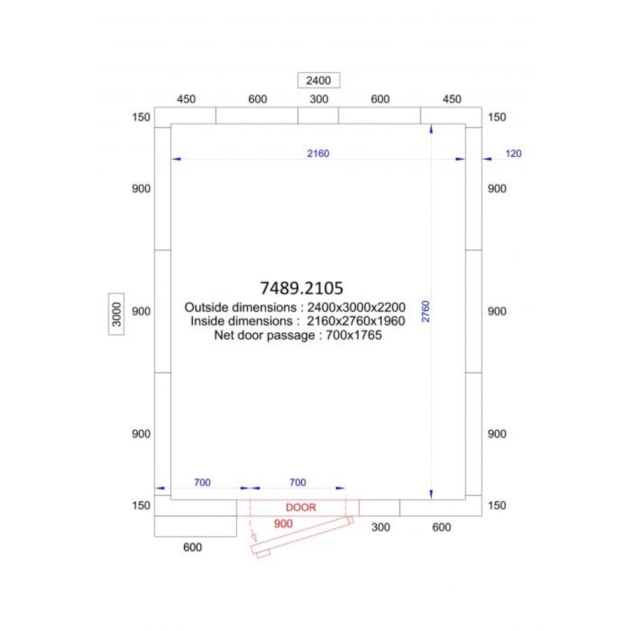 Freezer cell + insert motor | -20/-10 °C | 240 x 300 x 220 cm