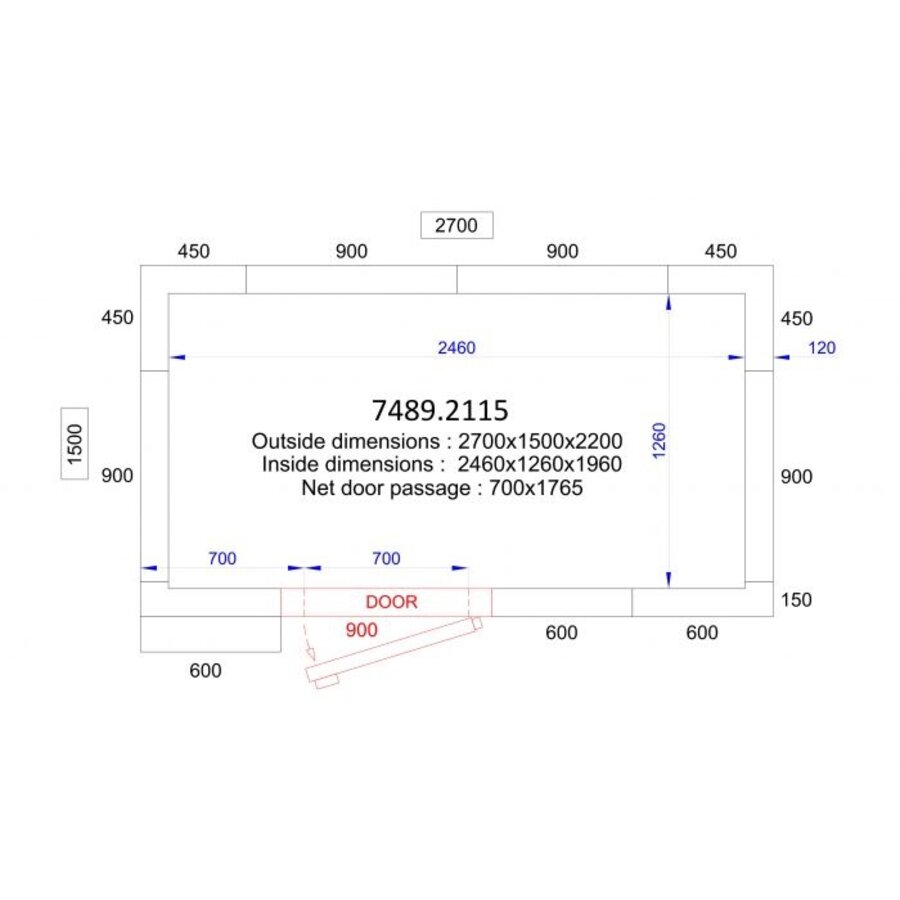 Freezer cell + insert motor | -20/-10 °C | 270 x 150 x 220 cm