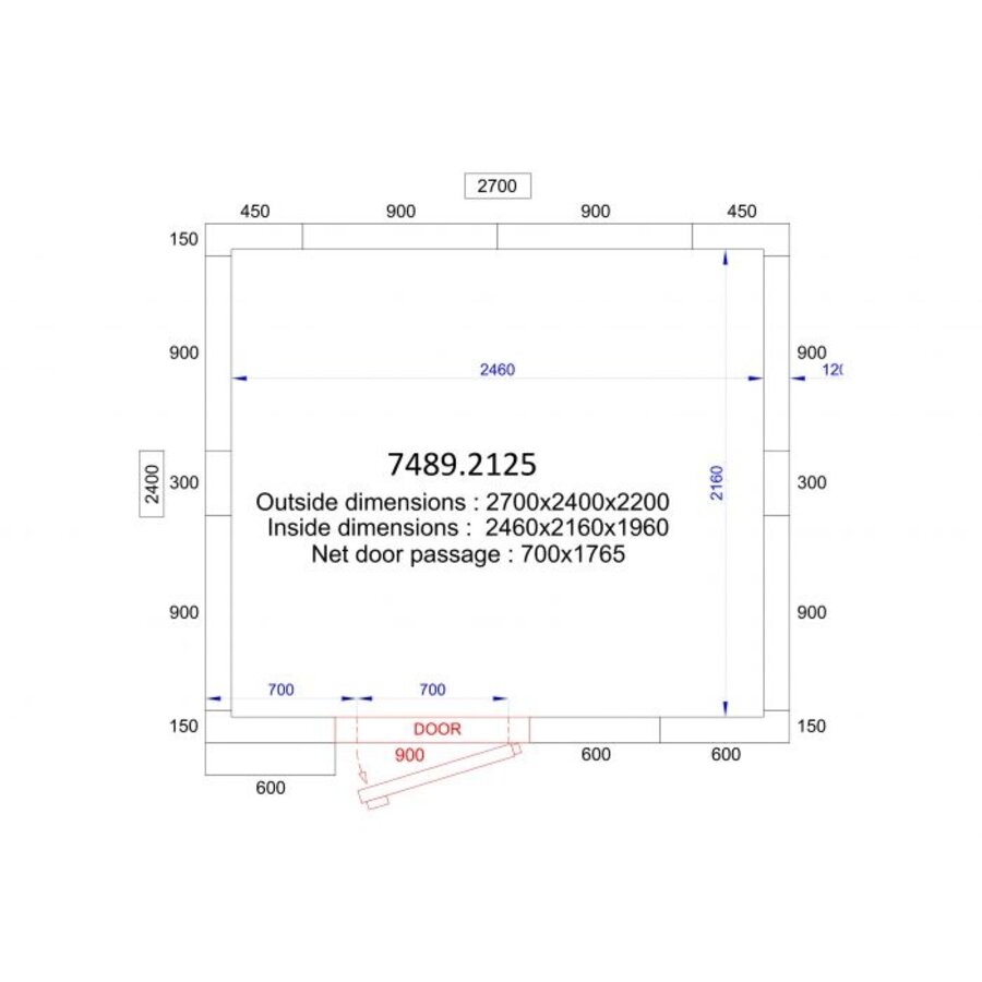 Freezer cell + insert motor | -20/-10 °C | 270 x 240 x 220 cm