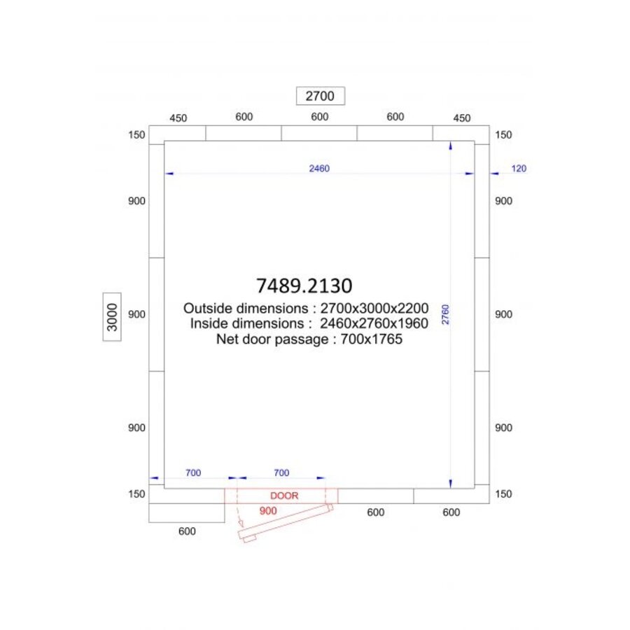 Freezer cell + insert motor | -20/-10 °C | 270 x 300 x 220 cm