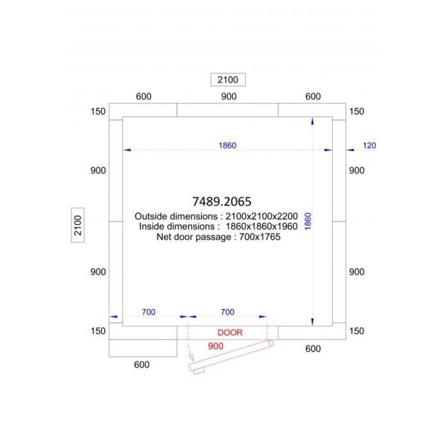 Freezer cell + insert motor | -20/-10 °C | 210 x 210 x 220 cm