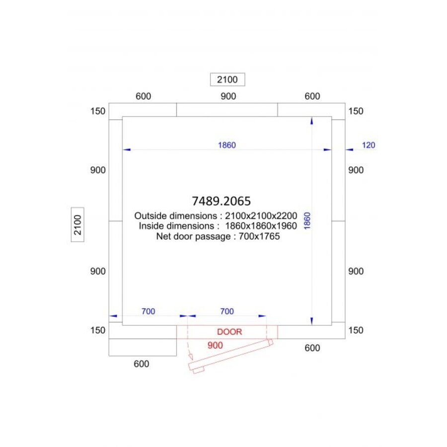 Freezer + plug-in motor | -20/-10 °C | 210 x 210 x 220 cm