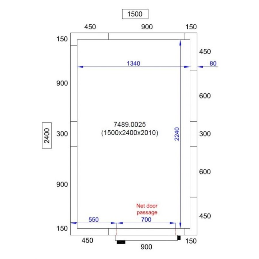 Freezer cell + insert motor | 0/-20 °C | 1500 x 2400 x 2010 mm