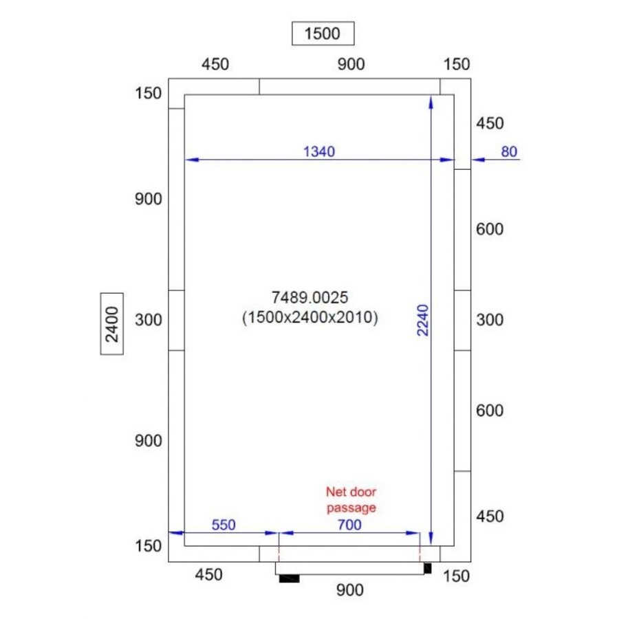 Freezer + plug-in motor | 0/-20 °C | 1500 x 2400 x 2010 mm