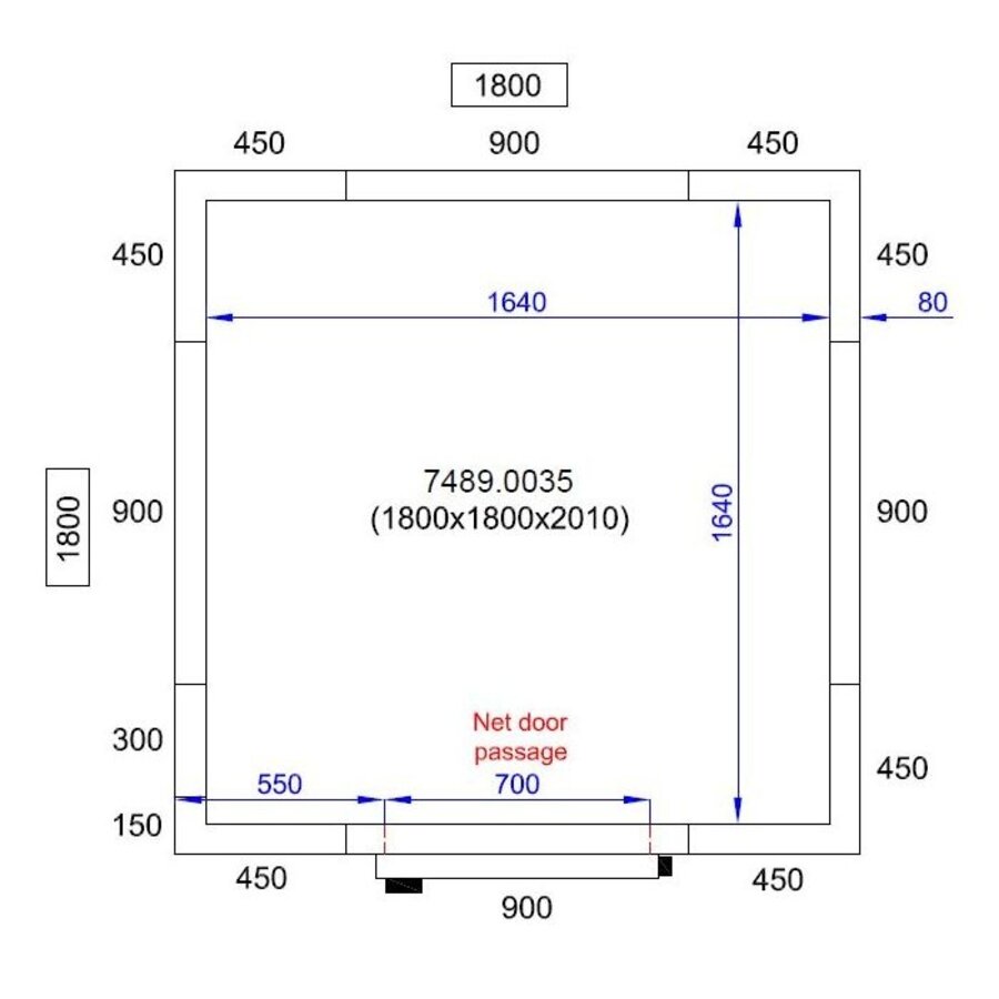 Freezer + plug-in motor | 0/-20 °C | 1800 x 1800 x 2010 mm