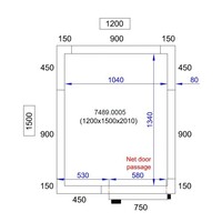 koelcel + insteek motor | 0/+8°C | 1200 x 1500 x 2010 mm