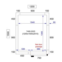 Kühlraum + Einschubmotor | 0/+8°C | 1200 x 1500 x 2010 mm