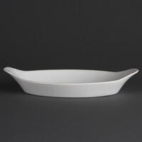 Plat à gratin ovale en faïence blanche | 29 x 16,6 cm | 6 pièces