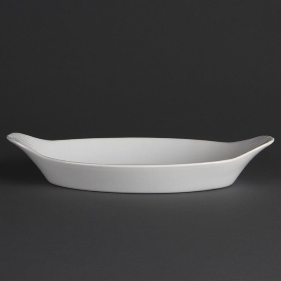 Plat à gratin ovale en faïence blanche | 29 x 16,6 cm | 6 pièces
