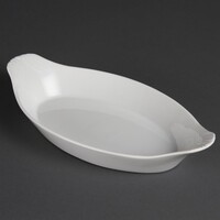 Plat à gratin ovale en faïence blanche | 29 x 16,6 cm | 6 pièces