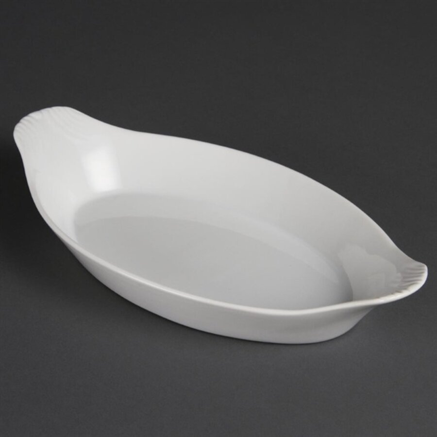 Whiteware oval gratin dish | 29 x 16.6 cm | 6 pieces