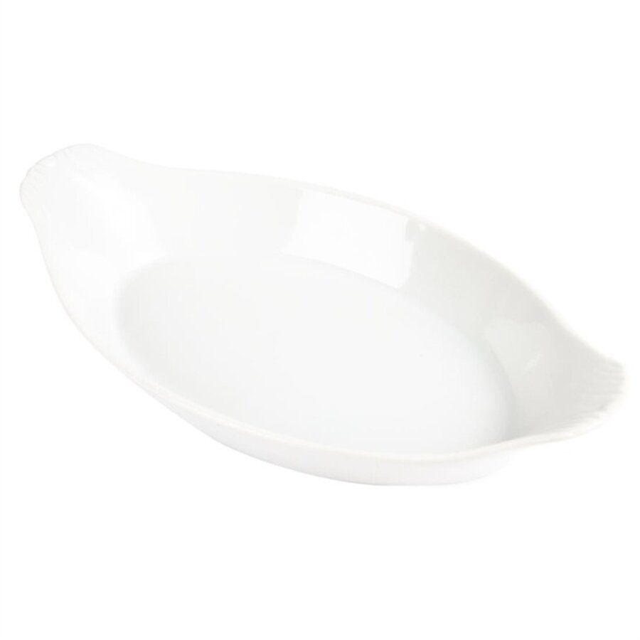 Plat à gratin ovale en faïence blanche | 29 x 16,6 cm | 6 pièces