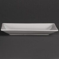 Plat de service rectangulaire en faïence blanche | 20 x 13 cm | 6 pièces
