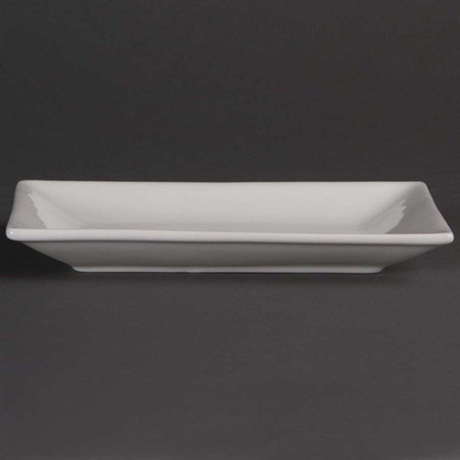 Rechteckige Servierplatte aus Weißware | 20 x 13 cm | 6 Stück