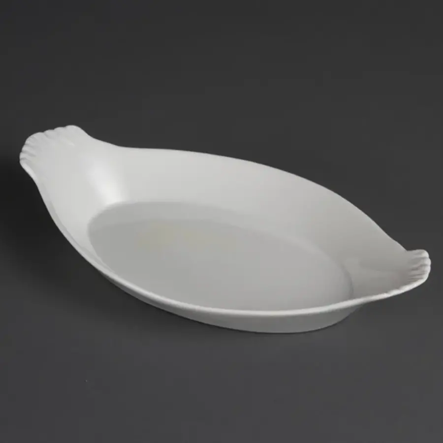 Plat à gratin ovale en faïence blanche | 32 x 17,7 cm | 6 pièces