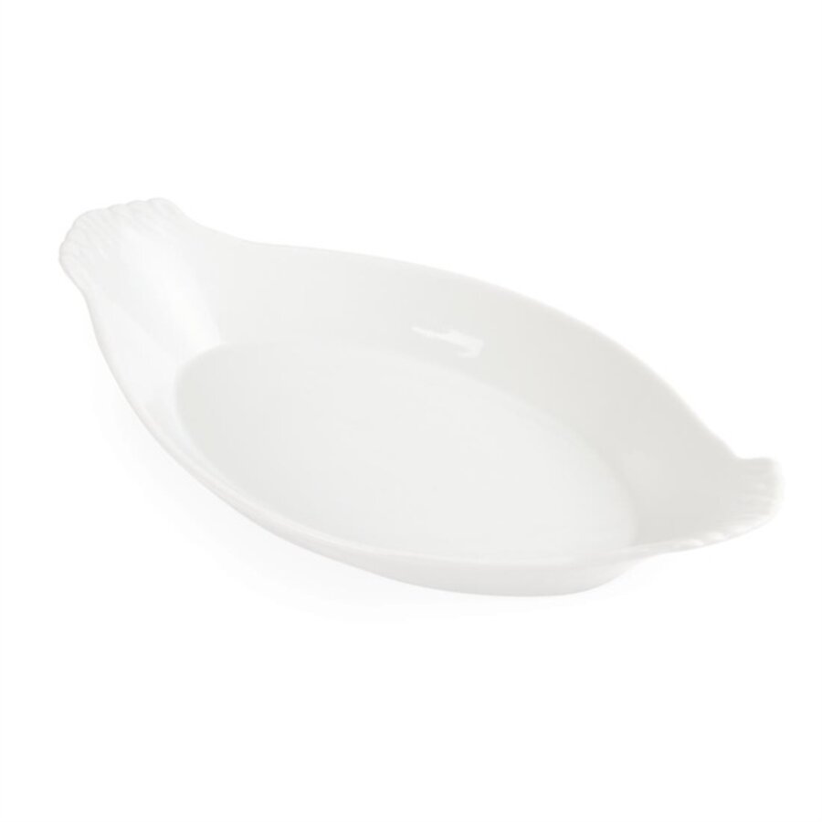 Plat à gratin ovale en faïence blanche | 32 x 17,7 cm | 6 pièces