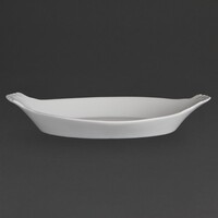 Plat à gratin ovale en faïence blanche | 32 x 17,7 cm | 6 pièces