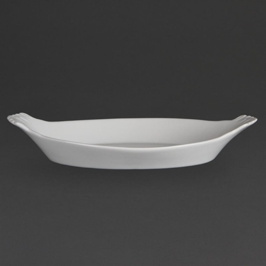 Plat à gratin ovale en faïence blanche | 32 x 17,7 cm | 6 pièces