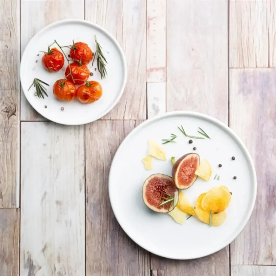 Whiteware flat round plates | 21 cm | 6 pieces