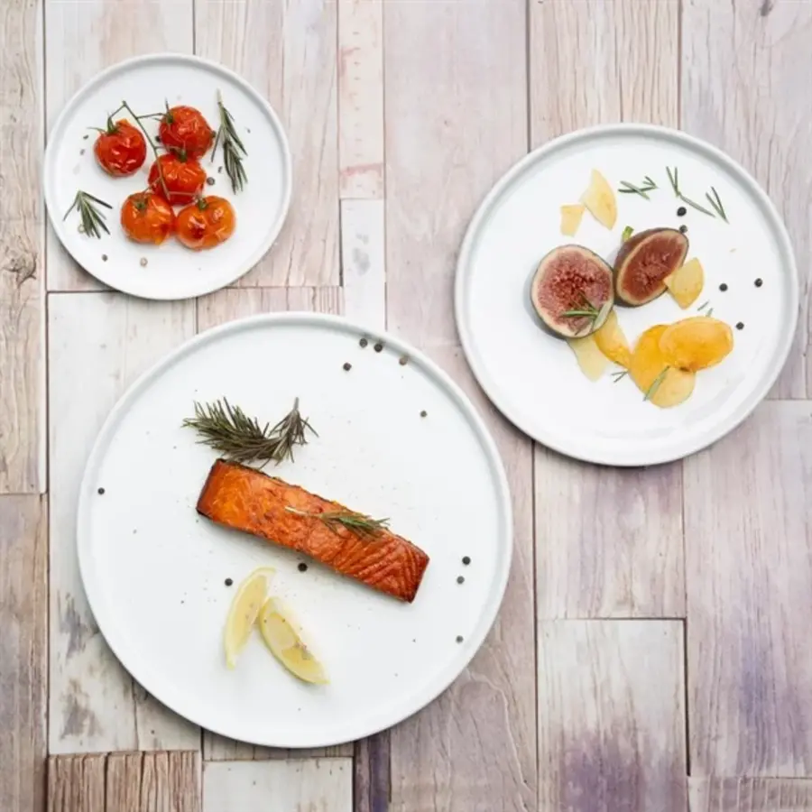 Whiteware flat round plates | 21 cm | 6 pieces