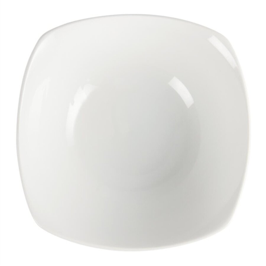 Bols carrés arrondis en faïence blanche | 18 cm | 12 pièces