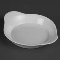 Plats à gratin ronds en faïence blanche avec anses | 19,2 cm | 6 pièces