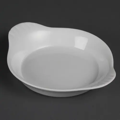  Olympia Plats à gratin ronds en faïence blanche avec anses | 19,2 cm | 6 pièces 