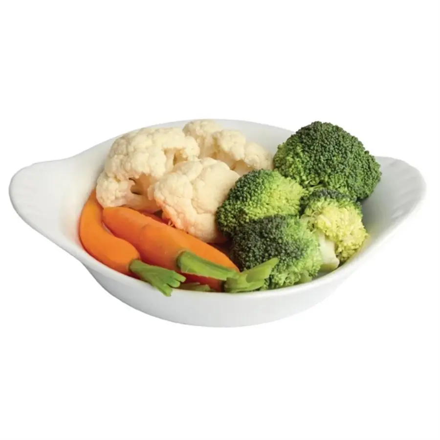 Plats à gratin ronds en faïence blanche avec anses | 19,2 cm | 6 pièces