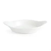Plats à gratin ronds en faïence blanche avec anses | 19,2 cm | 6 pièces
