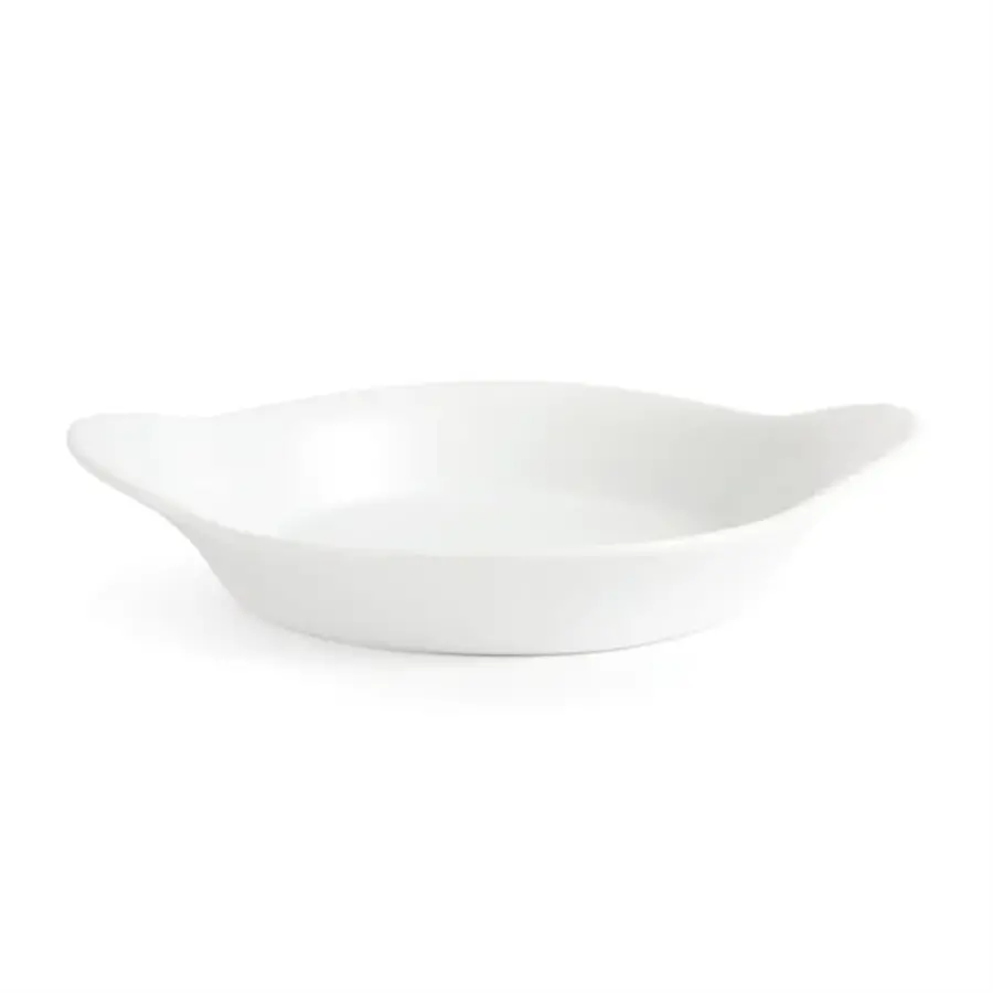 Plats à gratin ronds en faïence blanche avec anses | 19,2 cm | 6 pièces
