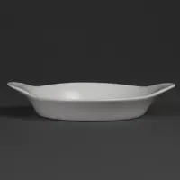Plats à gratin ronds en faïence blanche avec anses | 19,2 cm | 6 pièces