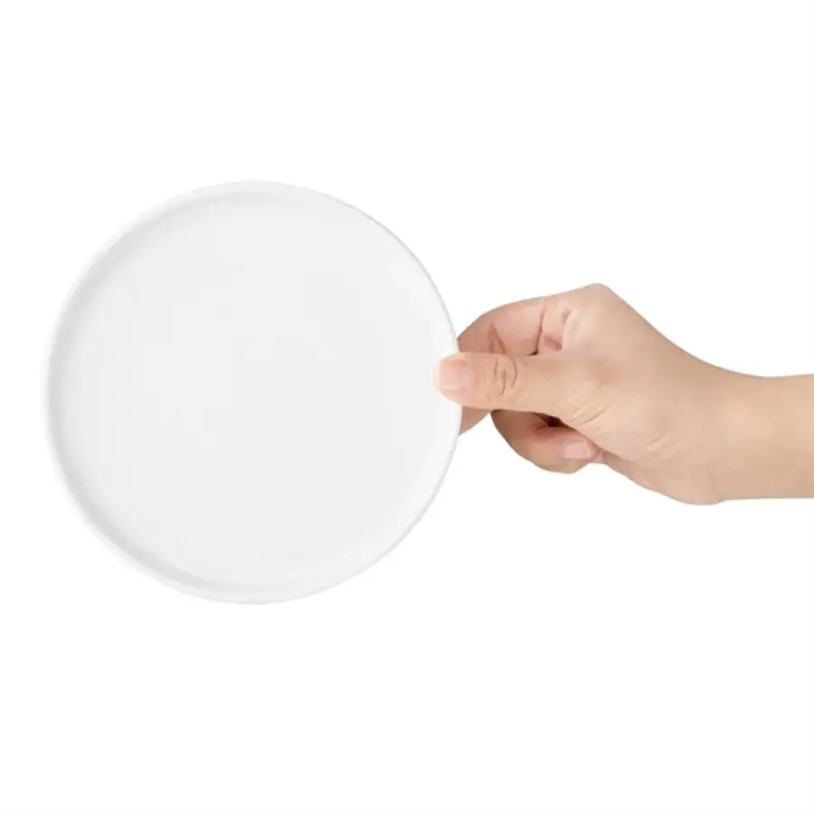 Assiettes plates rondes en faïence blanche | 15 cm | 6 pièces
