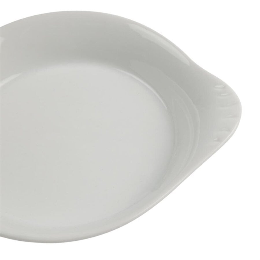 Plats à gratin ronds en faïence blanche avec anses | 13 cm | 6 pièces