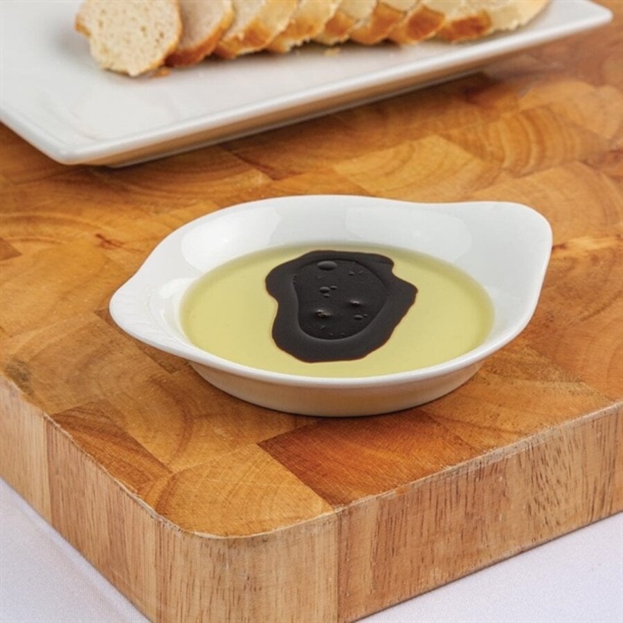 Plats à gratin ronds en faïence blanche avec anses | 13 cm | 6 pièces