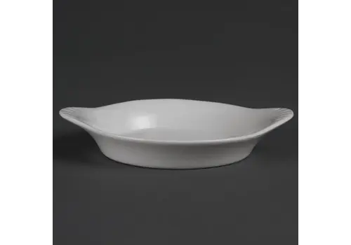  Olympia Plats à gratin ronds en faïence blanche avec anses | 13 cm | 6 pièces 