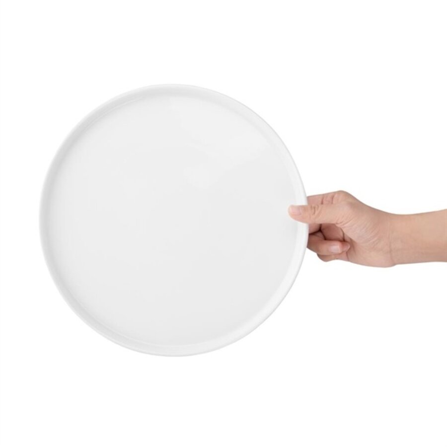 Whiteware flat round plates 26.8cm (4 pieces)