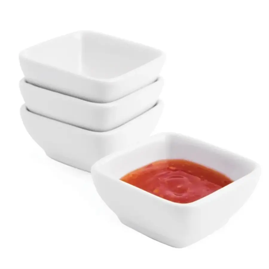 Whiteware appetizer dishes white 6x6cm (12 pieces)