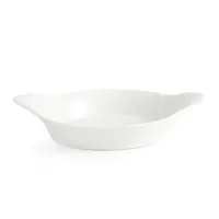Plats à gratin ronds en faïence blanche avec anses | 22 cm | 6 pièces