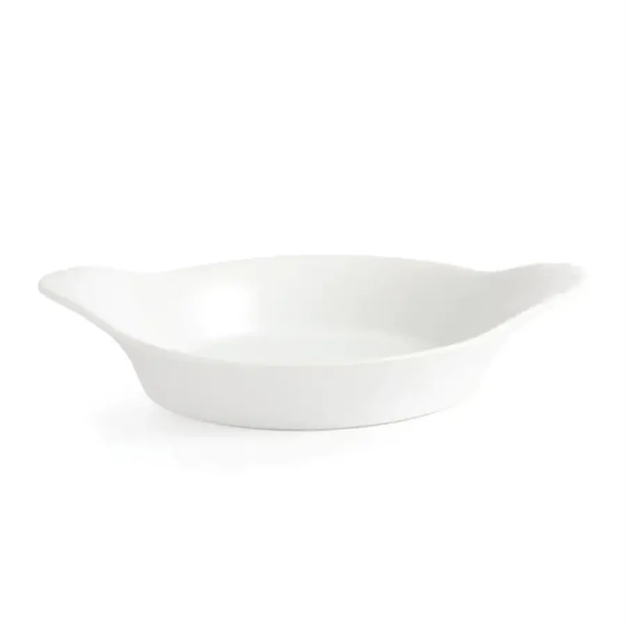 Plats à gratin ronds en faïence blanche avec anses | 22 cm | 6 pièces