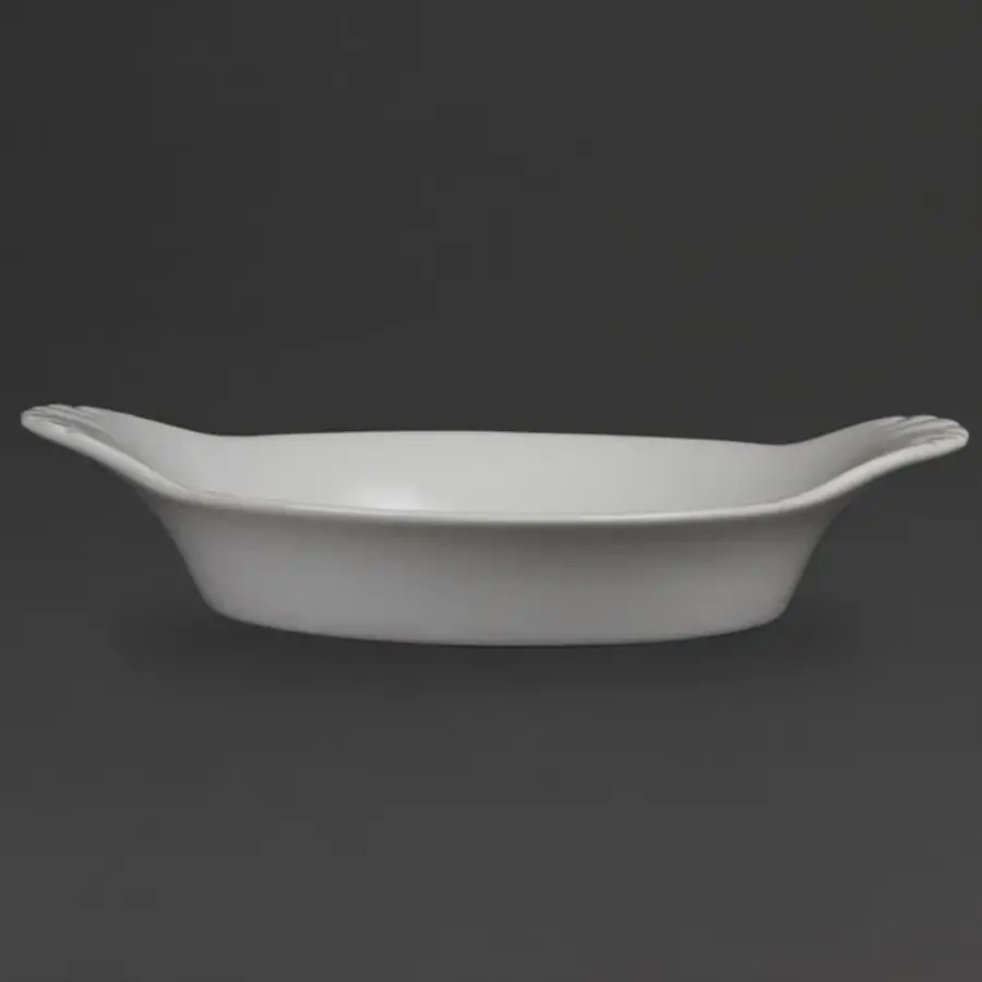 Plats à gratin ronds en faïence blanche avec anses | 22 cm | 6 pièces