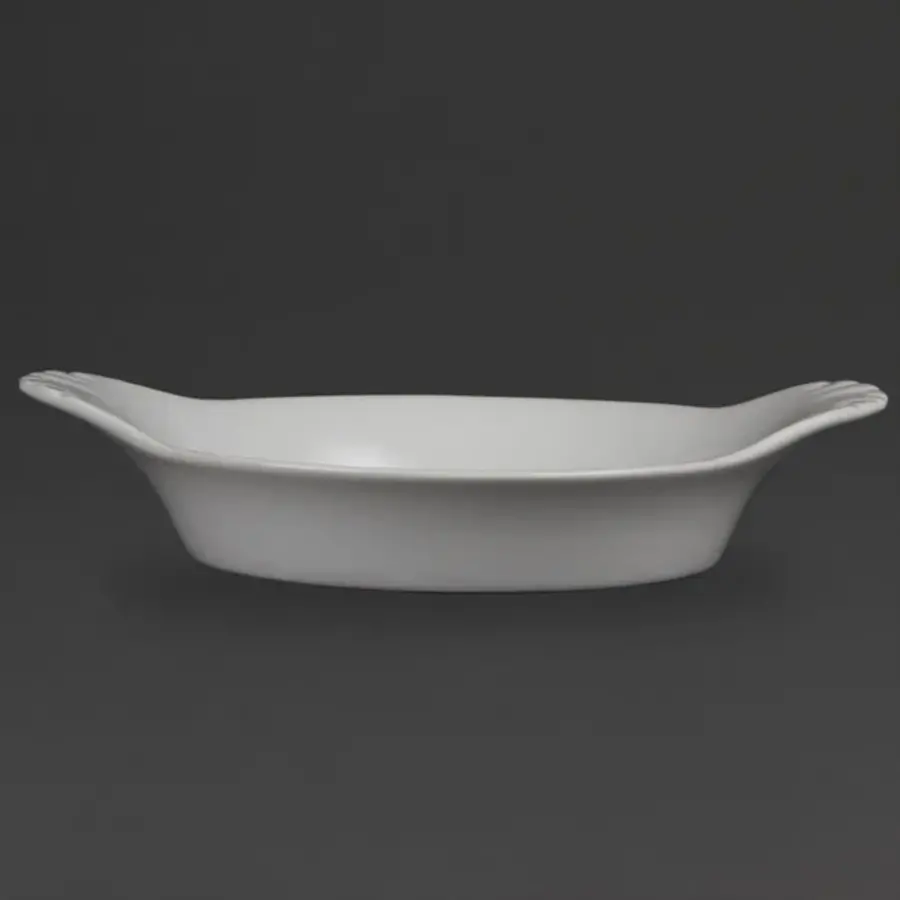 Whiteware round gratin dishes with handles | 22cm | 6 pieces