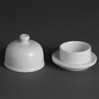 Beurrier en faïence blanche avec couvercle (6 pièces)