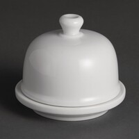 Beurrier en faïence blanche avec couvercle (6 pièces)