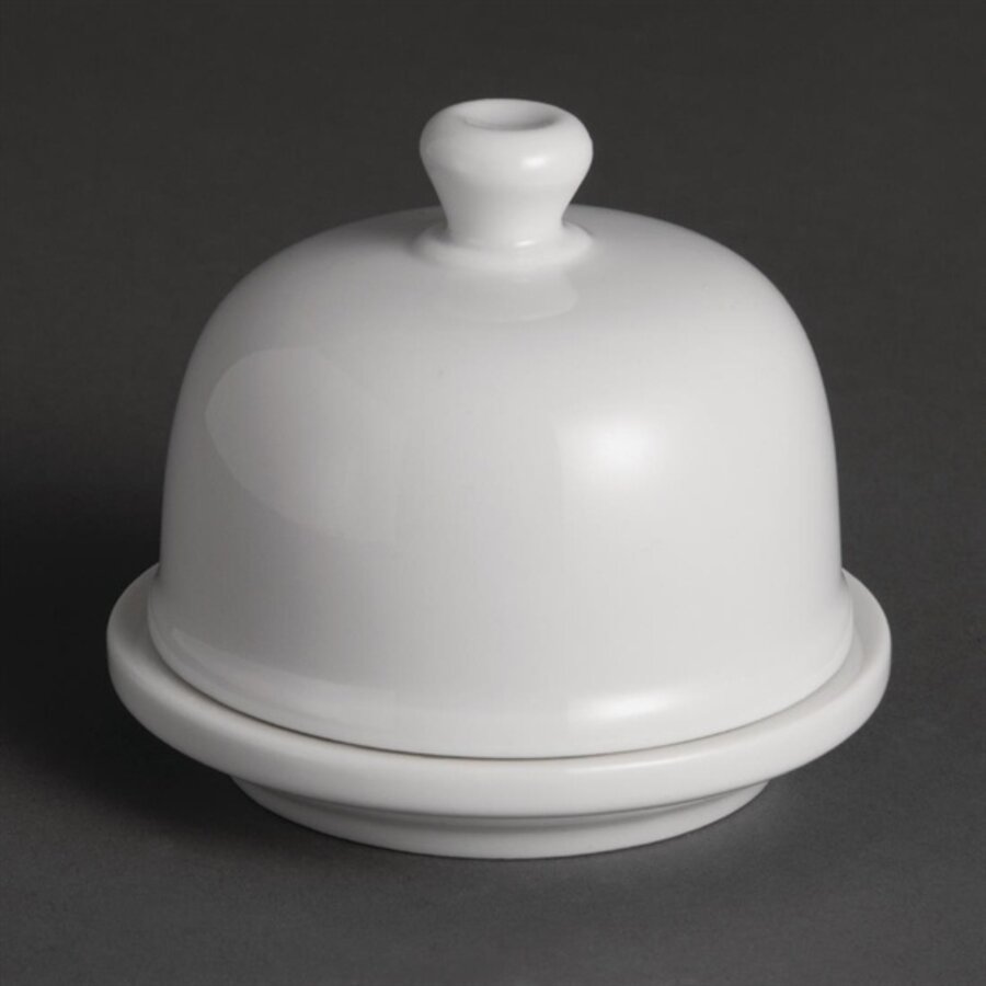 Beurrier en faïence blanche avec couvercle (6 pièces)