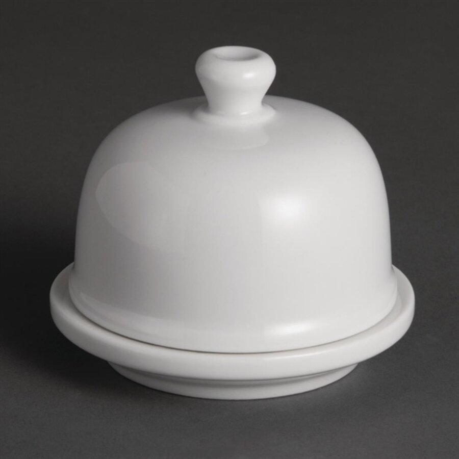 Whiteware butter dish with lid (6 pieces)