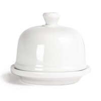 Beurrier en faïence blanche avec couvercle (6 pièces)