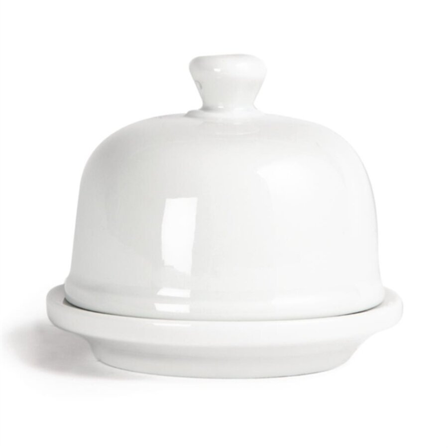 Whiteware butter dish with lid (6 pieces)