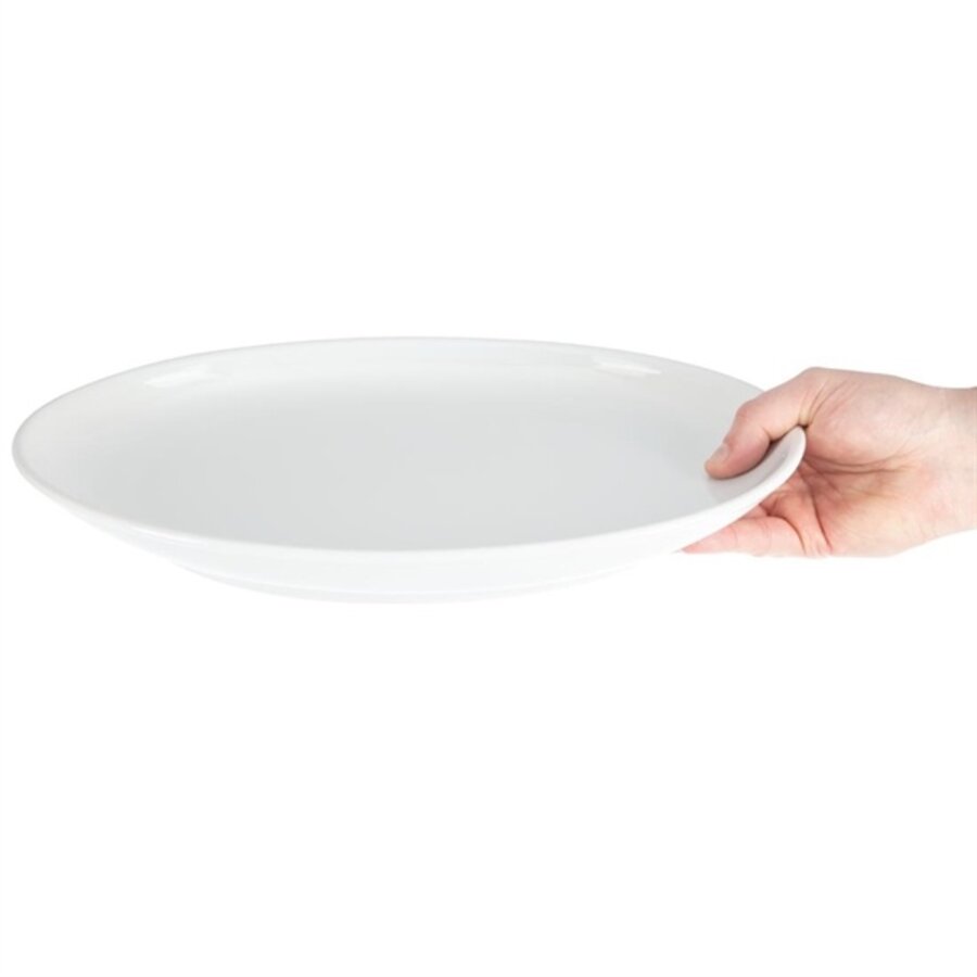 Tiefe ovale Schüssel aus Weißware, 36,5 x 23,5 cm (2 Stück)