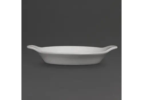  Olympia Plats à gratin ronds blancs en faïence blanche avec anses 17x14cm (6 pièces) 