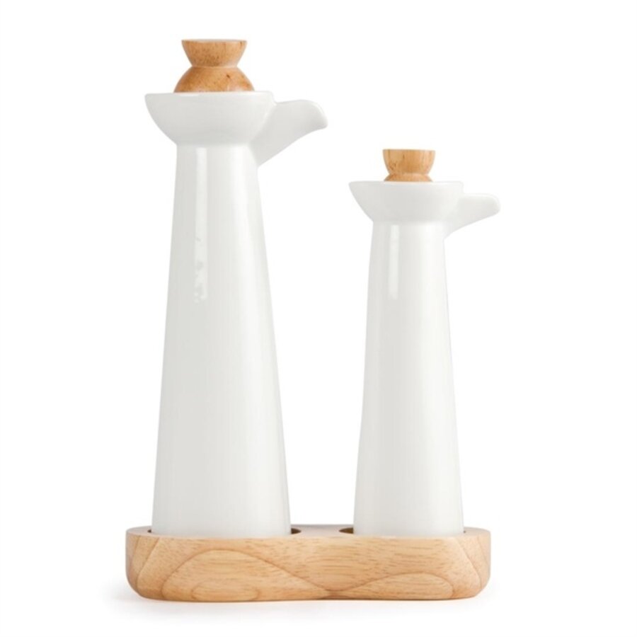 Ensemble huile et vinaigre pour vaisselle blanche